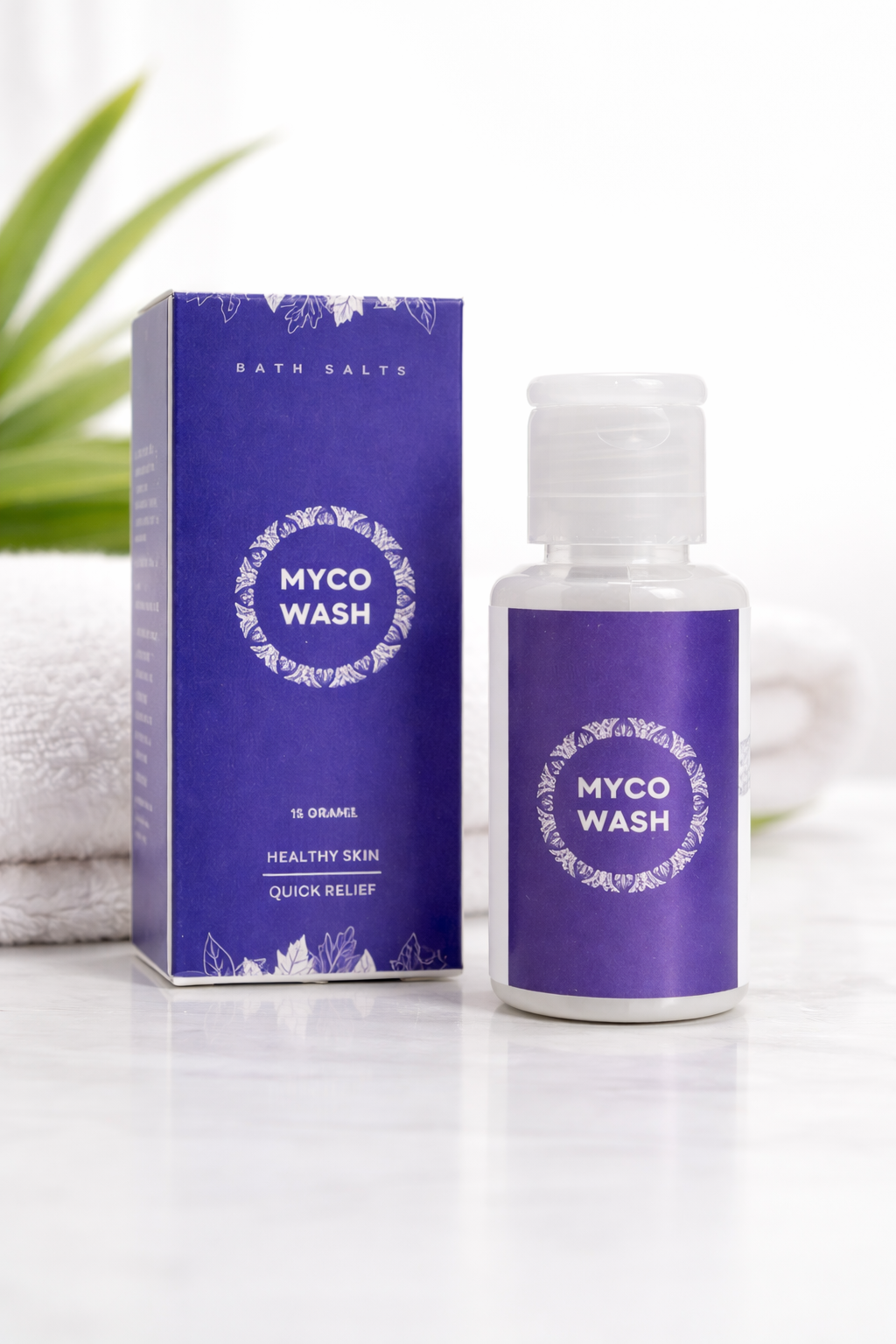 Mycowash bath salts product packaging